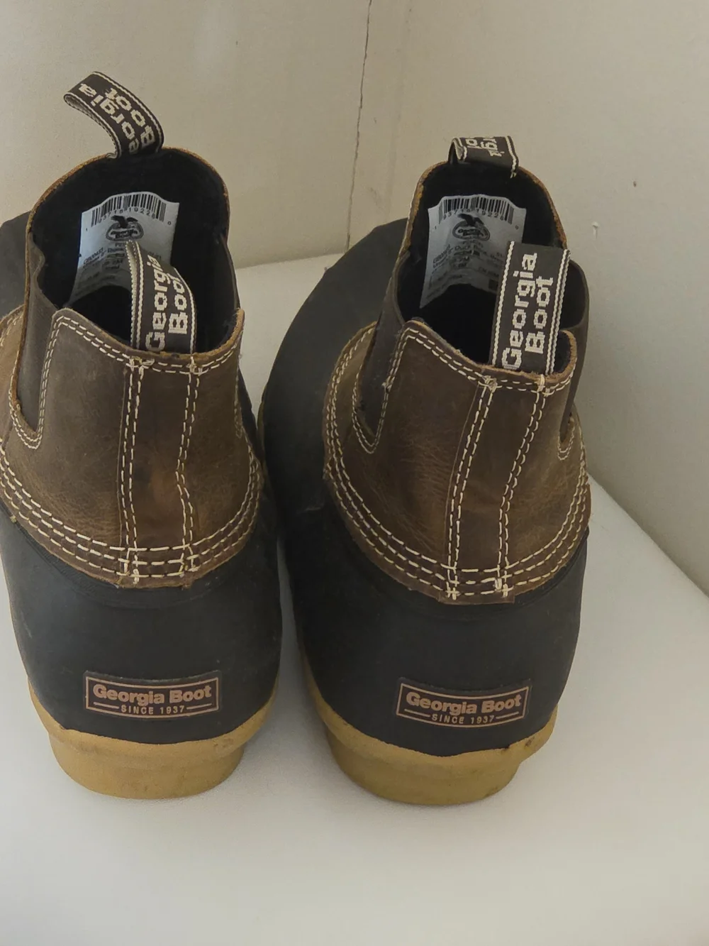 Georgia Boot Brown and Black Duck Slip-On Boots. Excellent Condition